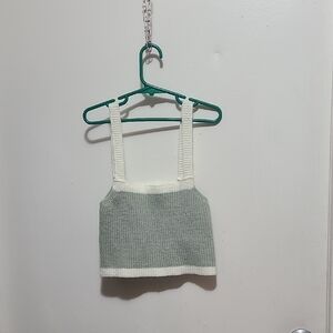 Gray and White Knit Crop Top